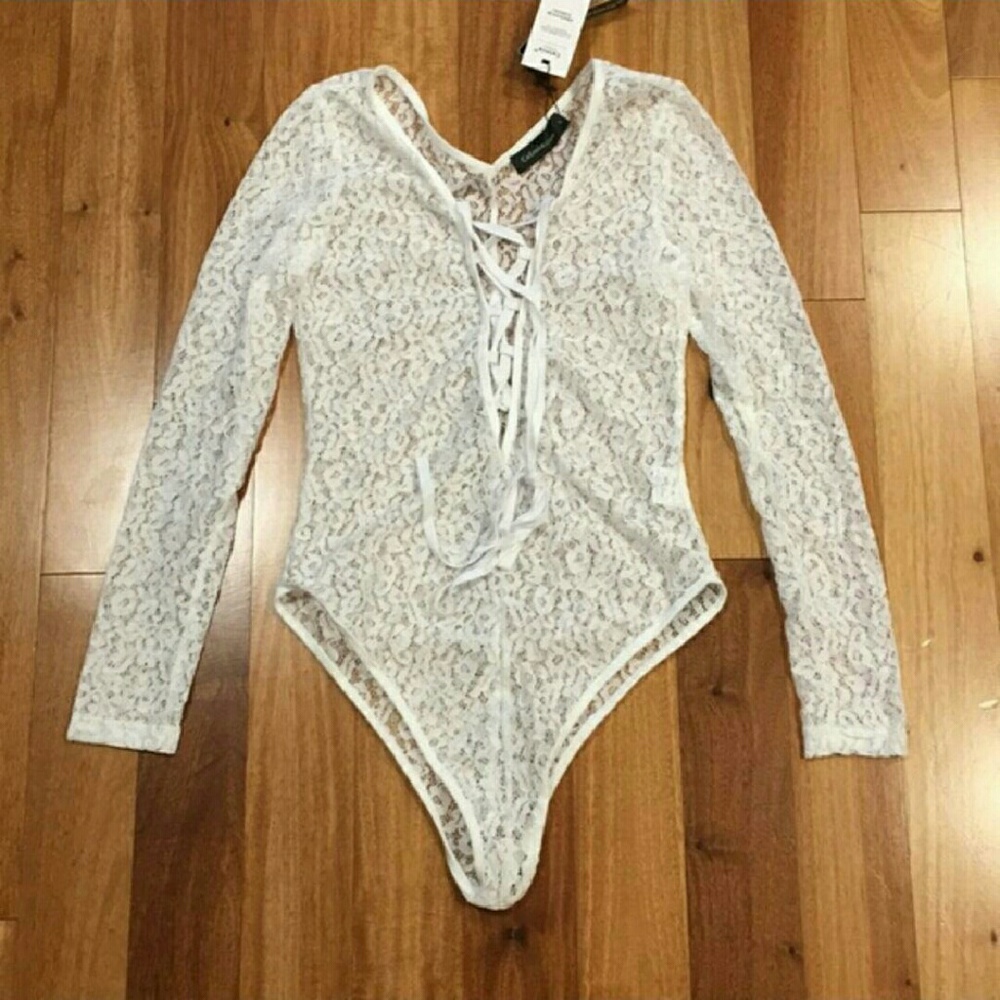 Sexy Front Lace-Up Crochet Bodysuit